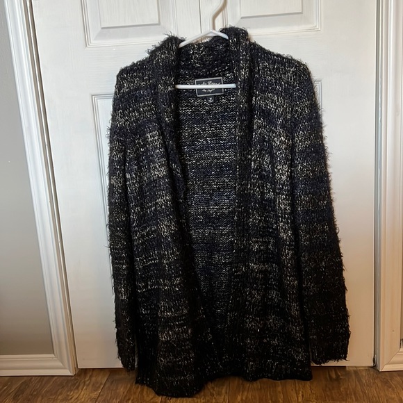 Lucky Brand Fuzzy Shine Stripe Cardigan - Picture 1 of 4